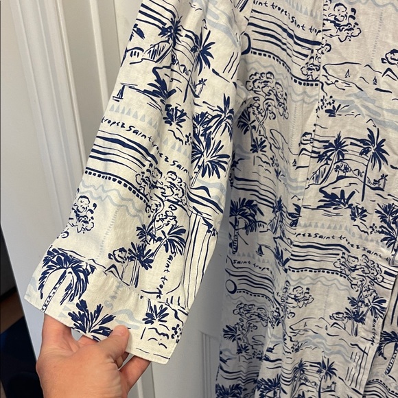 Calypso Elegant Blue and White Floral Maxi Dress - Picture 4 of 7